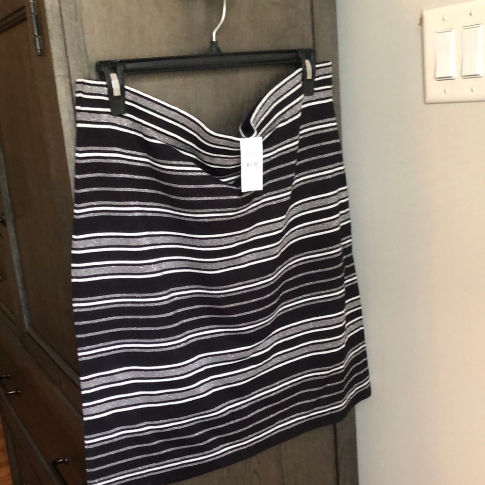 NWT Loft stretch pencil skirt black silver size XL